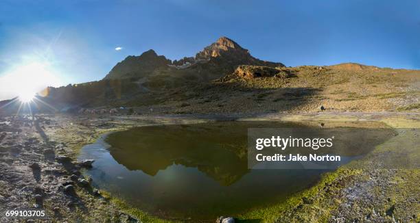 mt mawenzi, a satellite peak of kilimanjaro at tanzania - mt kilimanjaro stockfoto's en -beelden