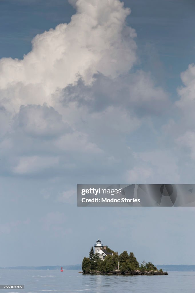 A tiny home sits on a small island in the middle of the St. Lawrence River in upstate New Yorks 1000 Islands area.