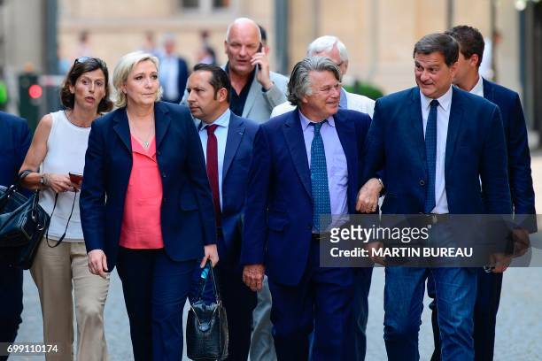 French far-righ Front National party's newly elected Members of Parliament Emmanuelle Menard, Marine Le Pen, Sebastien Chenu, Gilbert Collard, Jose...