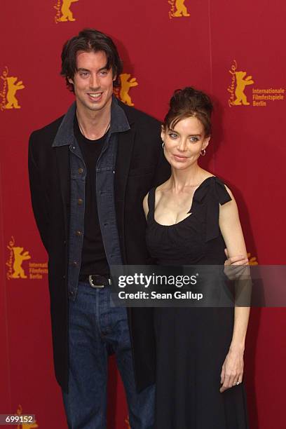 Actress Anna Thomson and actor David Wike, who star in the recent film "Bridget," arrive at the Berlinale Film Festival February 7, 2002 in Berlin,...