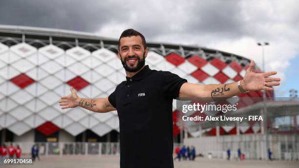 Legend, Simao Sabrosa poses for a portrait after meeting volunteers working at the Spartak Stadium ahead of the FIFA Confederations Cup Russia 2017...