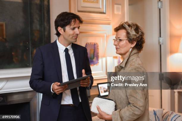 Joan Roca and Alexandra Champalimaud attend Essentialist Launch Party at The Whitby Hotel at the Whitby Hotel on June 20, 2017 in New York City.