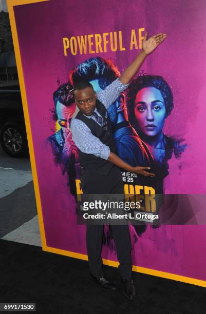 Actor Malcolm Barrett arrives for the Premiere Of AMC's "Preacher" Season 2 held at The Theatre at Ace Hotel on June 20, 2017 in Los Angeles,...