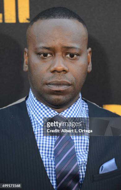 Actor Malcolm Barrett arrives for the Premiere Of AMC's "Preacher" Season 2 held at The Theatre at Ace Hotel on June 20, 2017 in Los Angeles,...