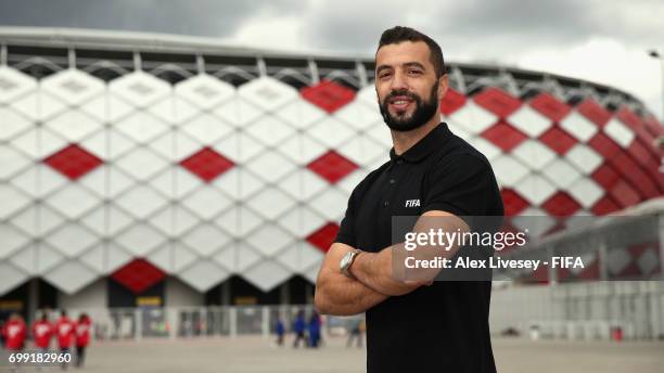 Legend, Simao Sabrosa poses for a portrait after meeting volunteers working at the Spartak Stadium ahead of the FIFA Confederations Cup Russia 2017...