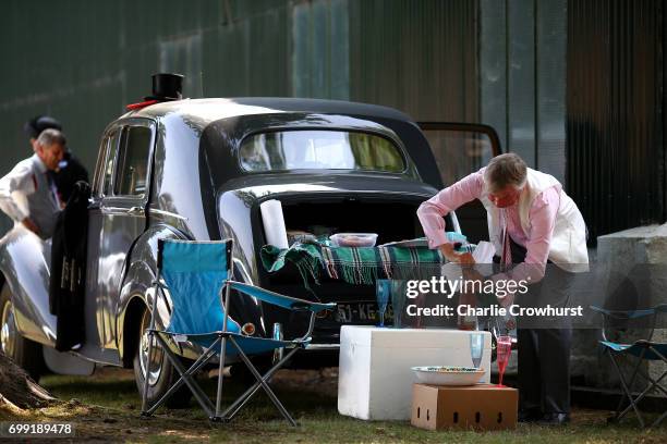 Spectators enjoys a car park picnic during day 2 of Royal Ascot at Ascot Racecourse on June 21, 2017 in Ascot, England.