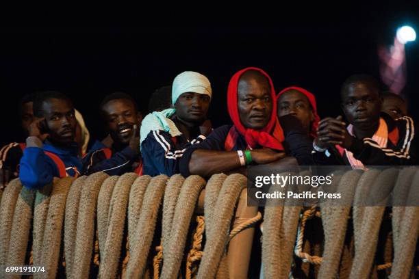 Migrants landed saved in the Sicilian canal and in international waters in front of the Libyan coasts. On board of Spanish ship "Canarias" 526...