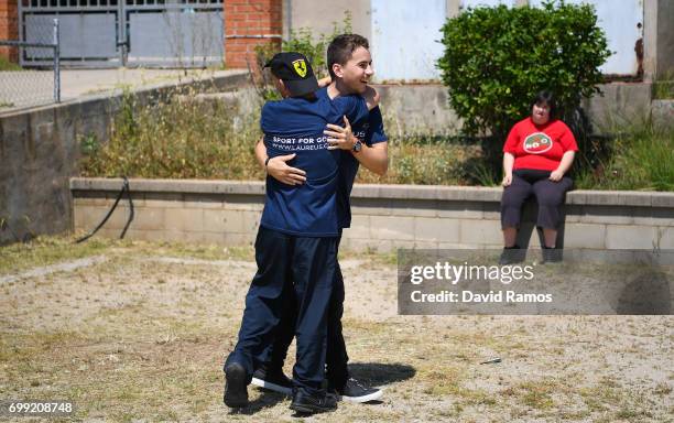 MotoGP rider and new Laureus Ambassador Jorge Lorenzo of Spain plays a football match at the Jeroni de Moragas Foundation on June 21, 2017 in...