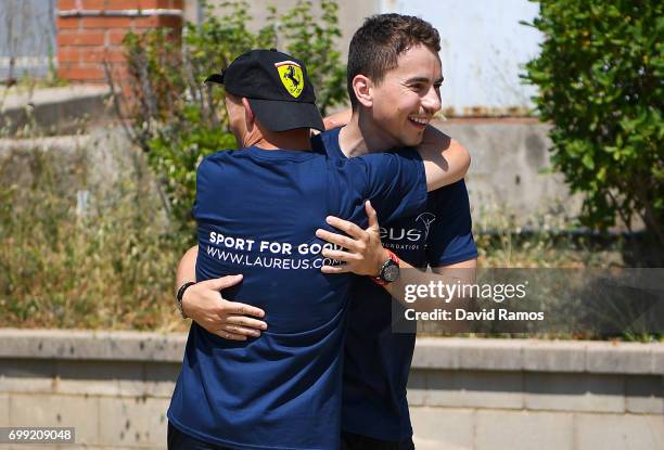 MotoGP rider and new Laureus Ambassador Jorge Lorenzo of Spain plays a football match at the Jeroni de Moragas Foundation on June 21, 2017 in...