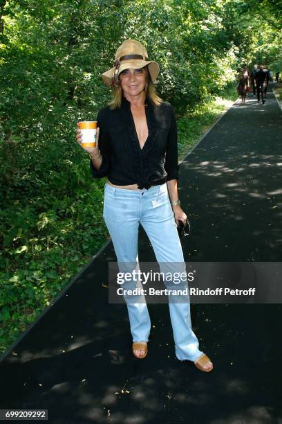 Journalist Carine Roitfeld attends the Balenciaga : Menswear Spring/Summer 2018 show as part of Paris Fashion Week on June 21, 2017 in "Bois de...