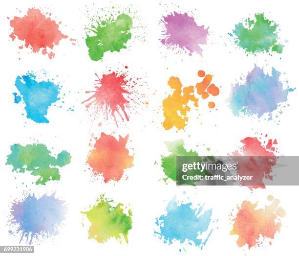 ilustrações de stock, clip art, desenhos animados e ícones de colorful watercolor splashes - red dirt