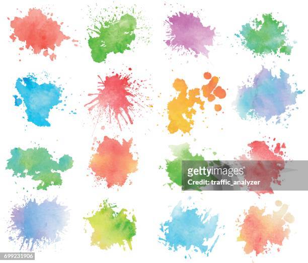 colorful watercolor splashes - watercolor painting stock illustrations