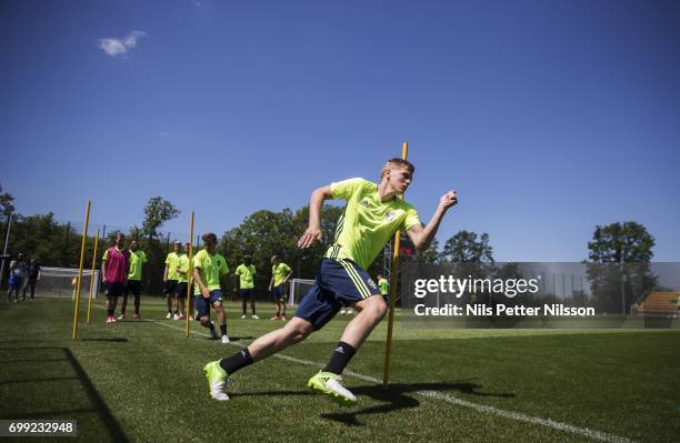 Joakim Nilsson of Sweden during the Swedish U21 national team MD-1 training at Stadion Miejski on June 21, 2017 in Swidnik, Poland.