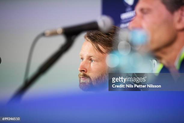 Jacob Une-Larsson of Sweden during the Swedish U21 national team MD-1 press conference at Arena Lublin on June 21, 2017 in Swidnik, Poland.