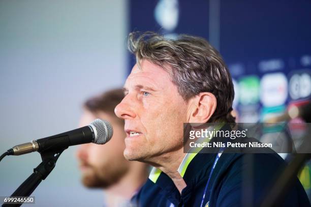 Hakan Ericson, head coach of Sweden during the Swedish U21 national team MD-1 press conference at Arena Lublin on June 21, 2017 in Swidnik, Poland.