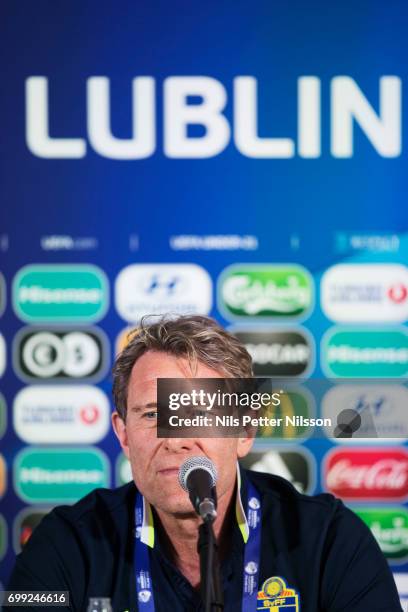 Hakan Ericson, head coach of Sweden during the Swedish U21 national team MD-1 press conference at Arena Lublin on June 21, 2017 in Swidnik, Poland.