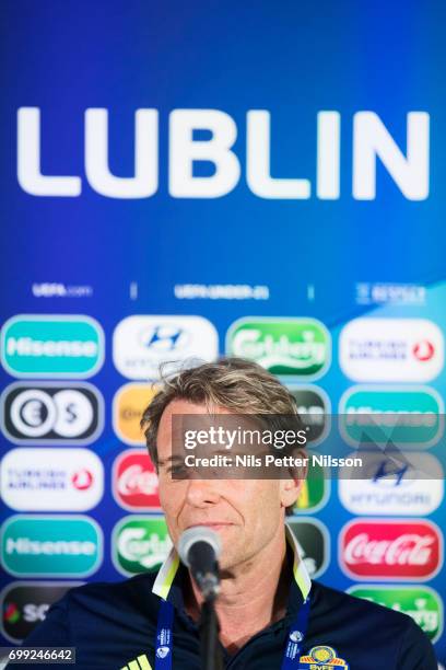 Hakan Ericson, head coach of Sweden during the Swedish U21 national team MD-1 press conference at Arena Lublin on June 21, 2017 in Swidnik, Poland.