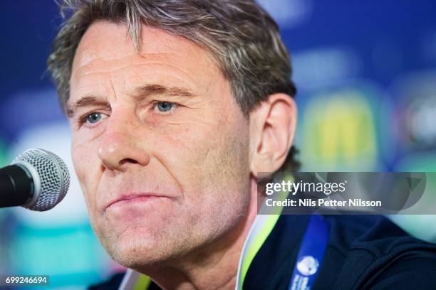 Hakan Ericson, head coach of Sweden during the Swedish U21 national team MD-1 press conference at Arena Lublin on June 21, 2017 in Swidnik, Poland.