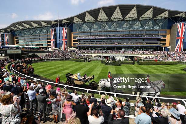 Queen Elizabeth II arrives on day two of Royal Ascot 2017 at Ascot Racecourse on June 21, 2017 in Ascot, England.