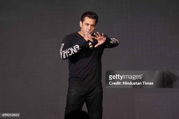 Bollywood actor Salman Khan during a press conference of movie ‘Tubelight’ at Taj Lands End, Bandra, on June 19, 2017 in Mumbai, India. Tubelight is...