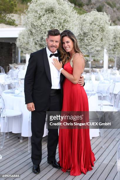 Rene Benko and Nathalie Benko attend the wedding of Victoria Swarovski and Werner Muerz on June 16, 2017 in Trieste, Italy.