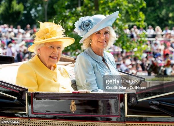 Queen Elizabeth II and Camilla, Duchess of Cornwall attends Royal Ascot 2017 at Ascot Racecourse on June 21, 2017 in Ascot, England.