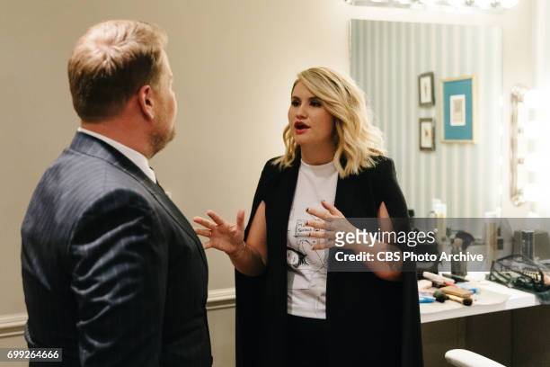 Jillian Bell chats in the green room with James Corden during "The Late Late Show with James Corden," Monday, June 19, 2017 On The CBS Television...
