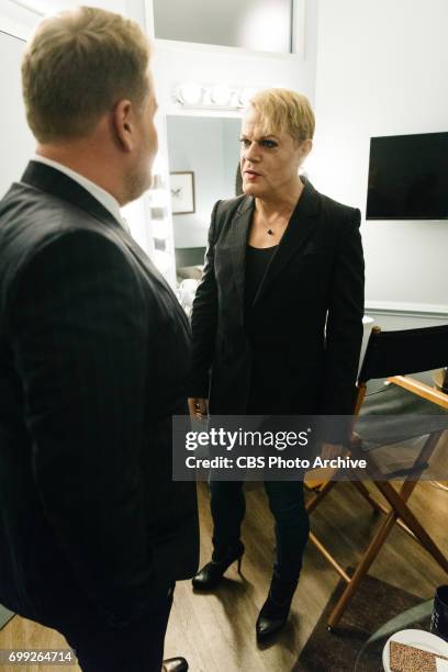 Eddie Izzard chats in the green room with James Corden during "The Late Late Show with James Corden," Monday, June 19, 2017 On The CBS Television...