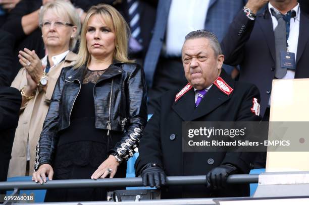 West Ham United chairman David Sullivan and Emma Benton-Hughes in the stands