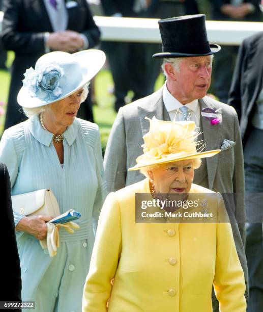 Queen Elizabeth II with Prince Charles, Prince of Wales and Camilla, Duchess of Cornwall attend Royal Ascot 2017 at Ascot Racecourse on June 21, 2017...