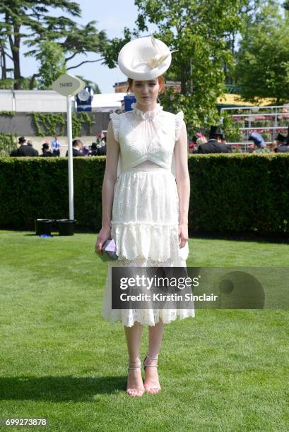 Actress Eleanor Tomlinson attends Royal Ascot 2017 at Ascot Racecourse on June 21, 2017 in Ascot, England.