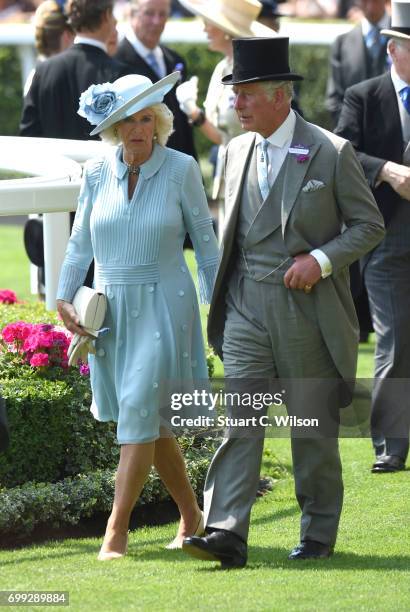 Camilla, Duchess of Cornwall and Prince Charles, Prince of Wales attend Royal Ascot 2017 at Ascot Racecourse on June 21, 2017 in Ascot, England.