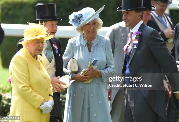 Queen Elizabeth II and Camilla, Duchess of Cornwall attend Royal Ascot 2017 at Ascot Racecourse on June 21, 2017 in Ascot, England.