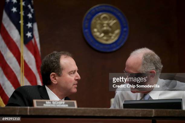 House Intelligence Committee ranking member Rep. Adam Schiff and Rep. Mike Conaway , who is heading the committee's investigatoin into the Russian...