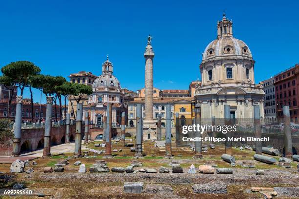 trajan's column - roman column stock pictures, royalty-free photos & images