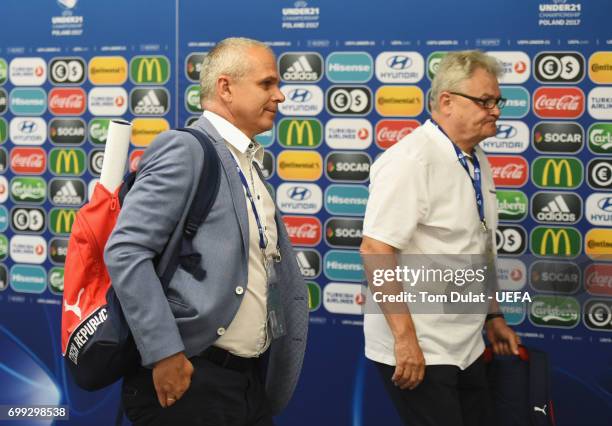 Vitezslav Lavicka, coach of Czech Republic arrives at the stadium prior to the UEFA European Under-21 Championship Group C match between Czech...