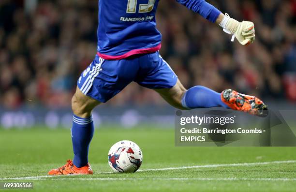 Middlesbrough goalkeeper Tomas Mejias kicks the ball