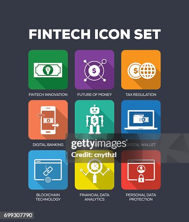 Fintech 平面圖標集 Fintech 平面圖標集