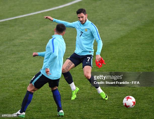 Mathew Leckie in action during a training session on June 21, 2017 in Saint Petersburg, Russia.