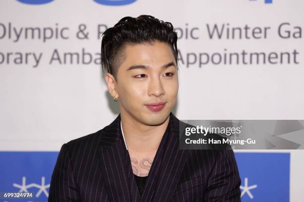 Singer and songwriter Taeyang of Big Bang attends the appointed honorary ambassador ceremony on June 21, 2017 in Seoul, South Korea. The PyeongChang...