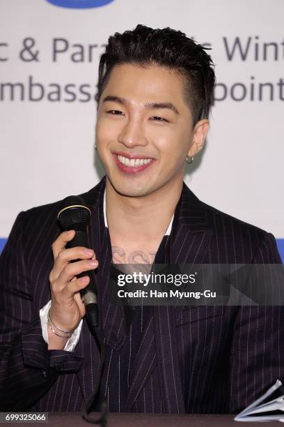 Singer and songwriter Taeyang of Big Bang attends the appointed honorary ambassador ceremony on June 21, 2017 in Seoul, South Korea. The PyeongChang...