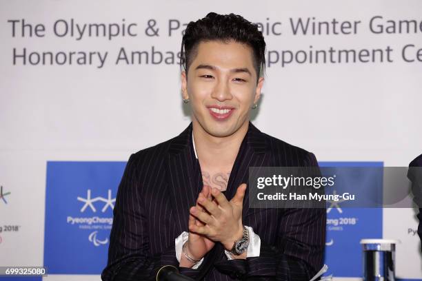 Singer and songwriter Taeyang of Big Bang attends the appointed honorary ambassador ceremony on June 21, 2017 in Seoul, South Korea. The PyeongChang...