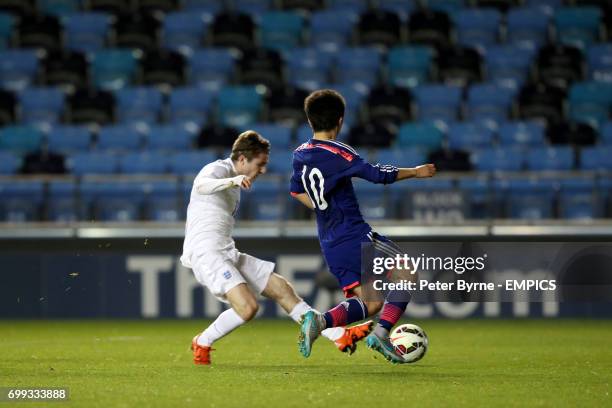 England U19's Dan Crowley scores his side's fifth goal of the game