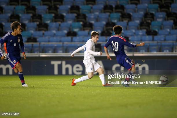 England U19's Dan Crowley scores his side's fifth goal of the game