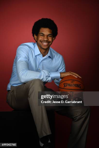 Draft Prospect, Jarrett Allen poses for portraits during media availability and circuit as part of the 2017 NBA Draft on June 21, 2017 at the Grand...