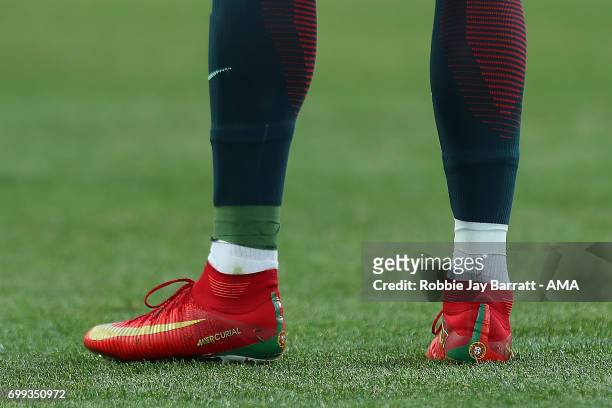 Detail View of the Nike boots of Cristiano Ronaldo of Portugal during the FIFA Confederations Cup Russia 2017 Group A match between Russia and...