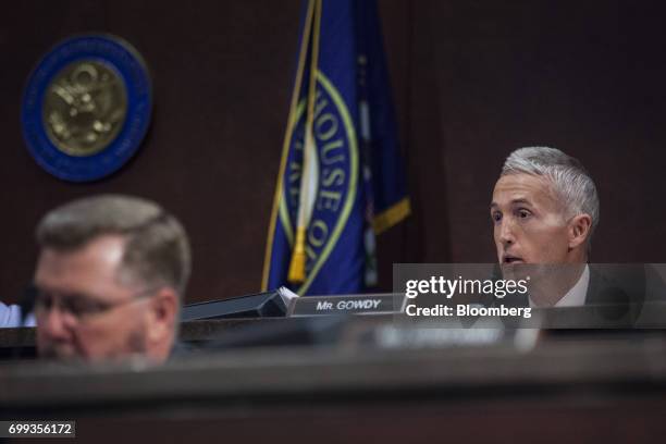 Representative Trey Gowdy, a Republican from South Carolina, speaks during a House Intelligence Committee hearing with Jeh Johnson, former U.S....