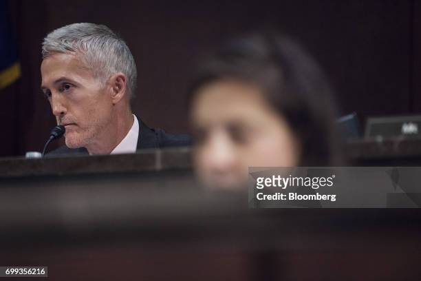 Representative Trey Gowdy, a Republican from South Carolina, listens during a House Intelligence Committee hearing in Washington, D.C., U.S., on...