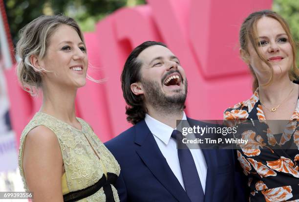 Leo Thompson, Edgar Wright and Nira Park attend the European Premiere of Sony Pictures "Baby Driver" on June 21, 2017 in London, England.