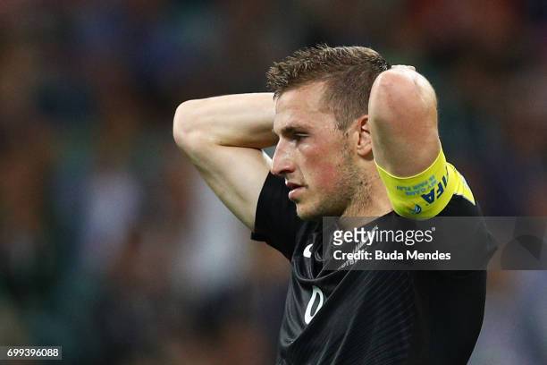 Chris Wood of New Zealand reacts during the FIFA Confederations Cup Russia 2017 Group A match between Mexico and New Zealand at Fisht Olympic Stadium...